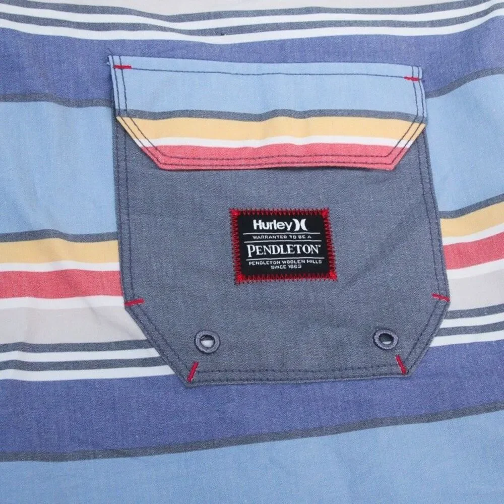 Hurley x Pendleton Board Shorts Mens Size 36 Blue Striped National Park Yosemite